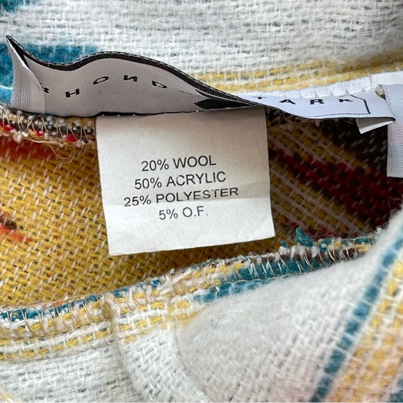 Rhonda Stark Western Southwestern Pattern Wool Blend Turtleneck Poncho Cape - Picture 10 of 13